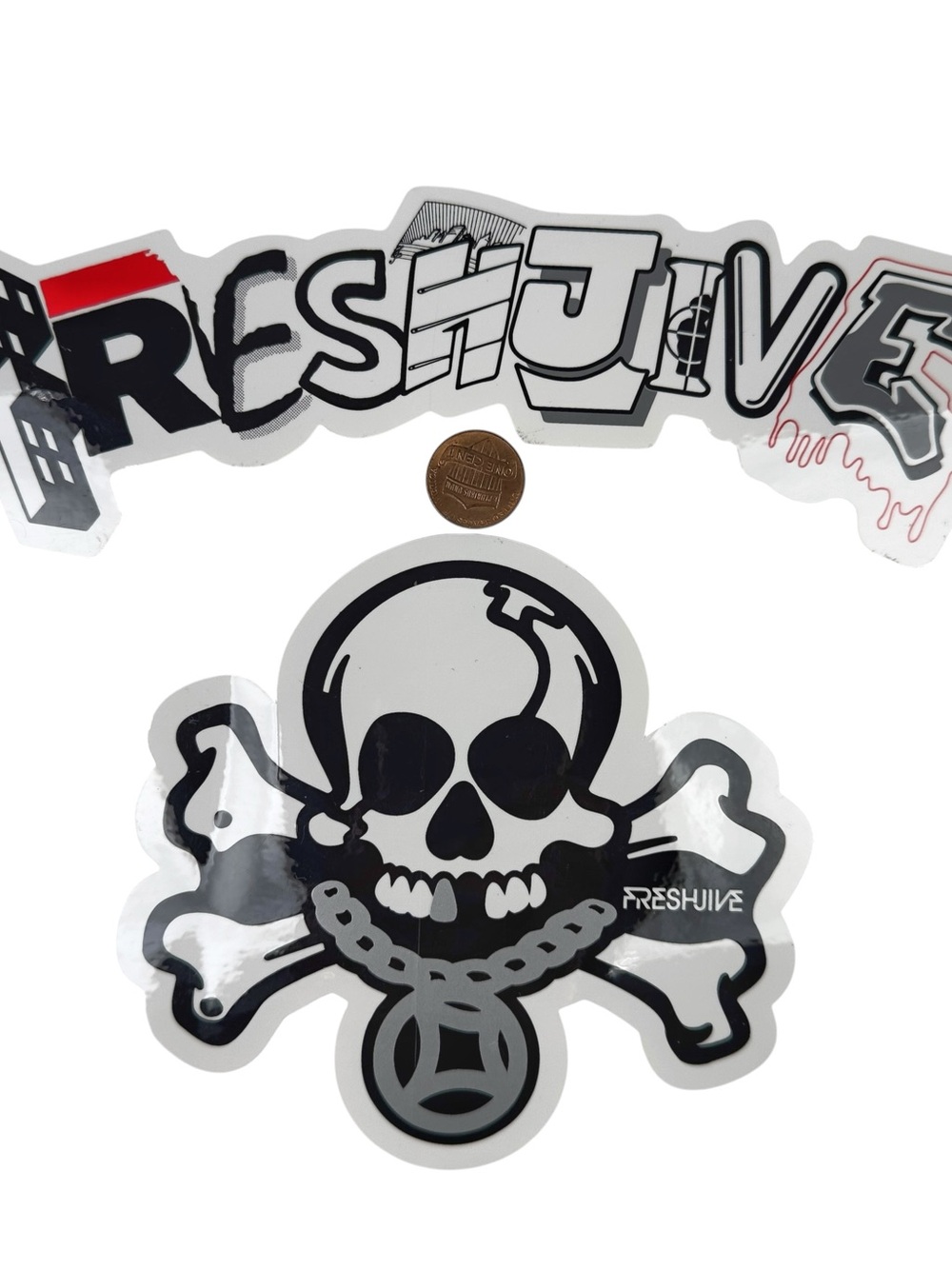 Vintage FRESHJIVE Stickers Lot of 2 Skate Streetwear Surf Rave
